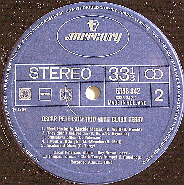 Oscar Peterson Trio* With Clark Terry - Oscar Peterson Trio With Clark Terry (LP, RE)