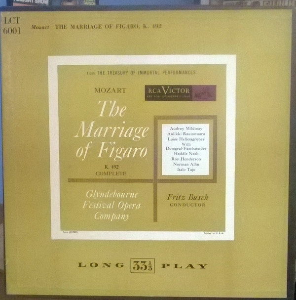 Wolfgang Amadeus Mozart, Glyndebourne Festival Opera Company, The Mozart Opera Society - The Marriage Of Figaro K, 492 Complete (2xLP, Album, Box)