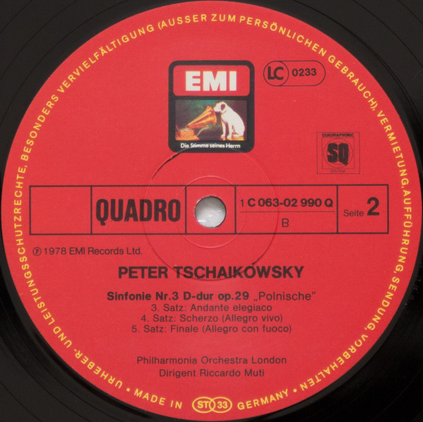 Tschaikowsky*, Riccardo Muti, Philharmonia Orchestra London* - Sinfonie Nr.3 „Polnische“ (LP, Quad)