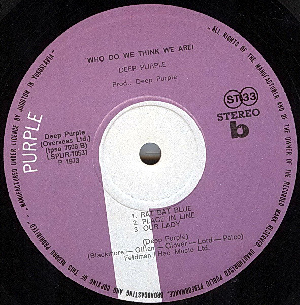Deep Purple - Who Do We Think We Are (LP, Album, Gat)