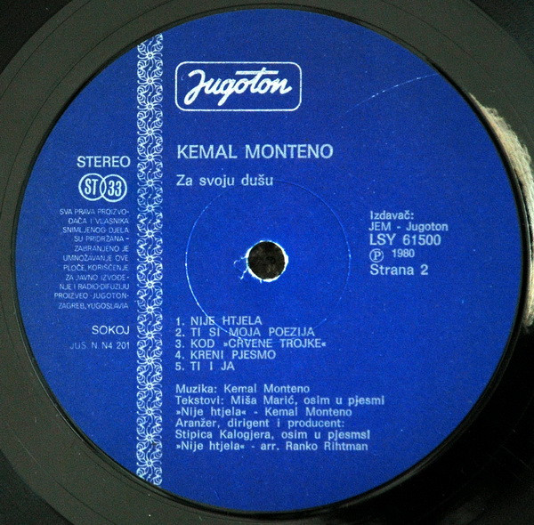 Kemal Monteno - Za Svoju Dušu (LP, Album, Blu)