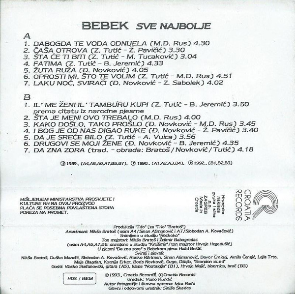 Željko Bebek - Sve Najbolje (Cass, Comp)