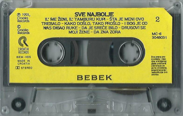Željko Bebek - Sve Najbolje (Cass, Comp)