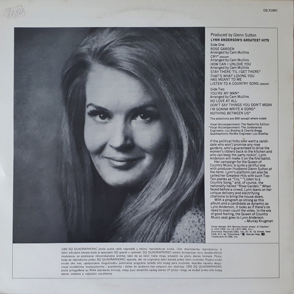 Lynn Anderson - Lynn Anderson's Greatest Hits (LP, Comp, Quad)