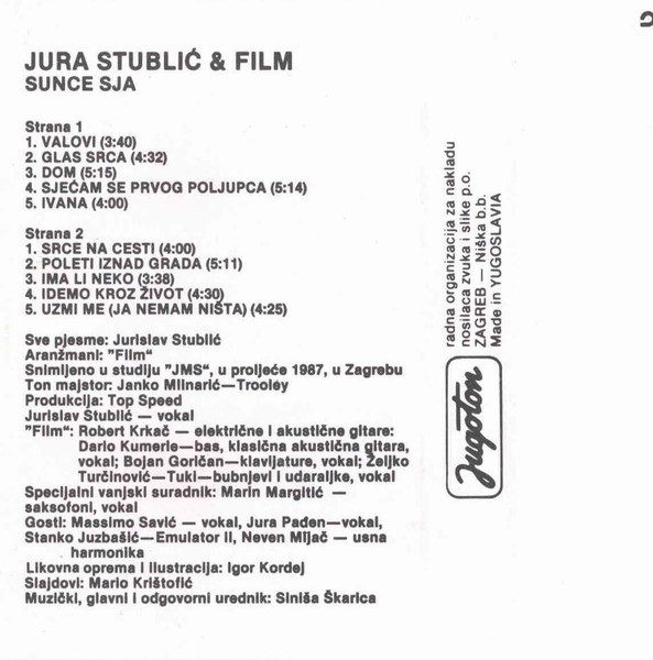 Jura Stublić & Film* - Sunce Sja! (Cass, Album)