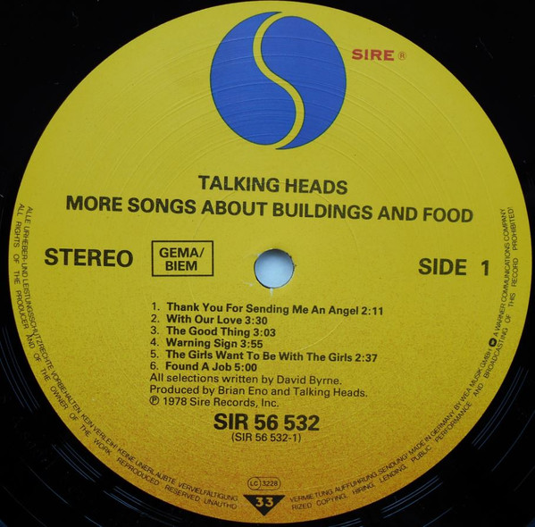 Talking Heads - More Songs About Buildings And Food (LP, Album, RE)