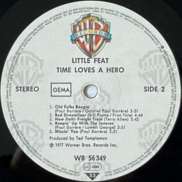 Little Feat - Time Loves A Hero (LP, Album, RE)