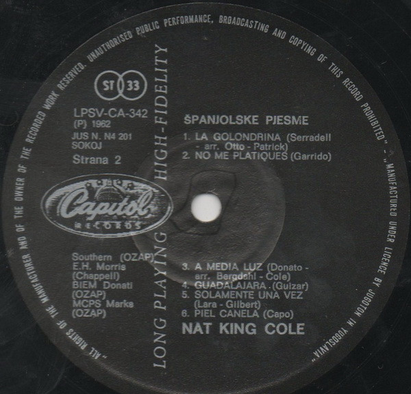Nat King Cole - More Cole Español (LP, Album, RE)