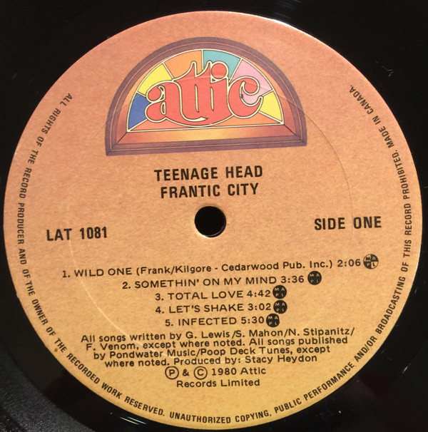 Teenage Head - Frantic City (LP, Album)