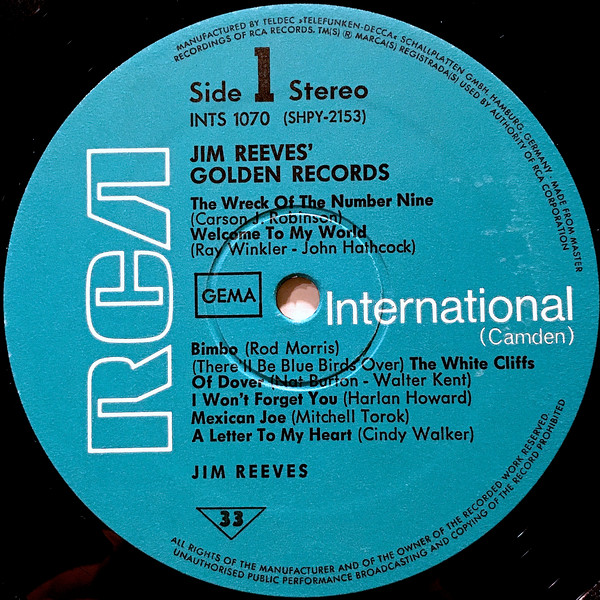 Jim Reeves - Jim Reeves' Golden Records (LP, Comp)
