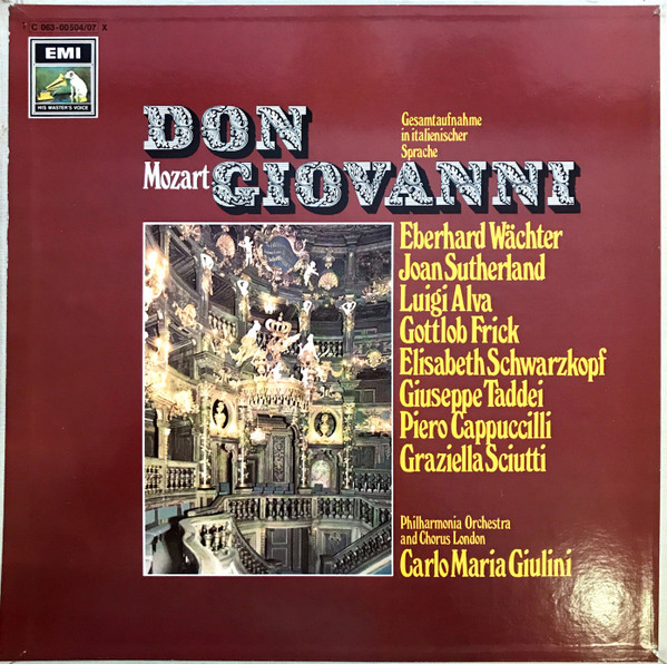 Mozart* - Eberhard Wächter, Joan Sutherland, Luigi Alva, Gottlob Frick, Elisabeth Schwarzkopf, Giuseppe Taddei, Piero Cappuccilli, Graziella Sciutti, Philharmonia Orchestra And Chorus*, Carlo Maria Giulini - Don Giovanni (4xLP + Box)