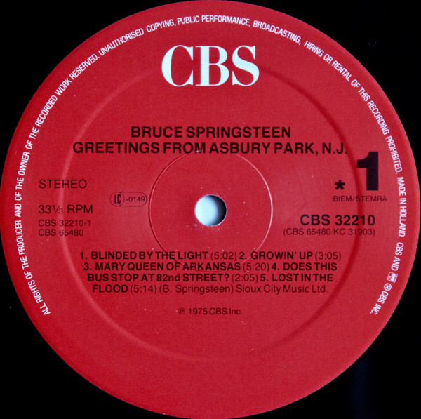 Bruce Springsteen - Greetings From Asbury Park N.J. (LP, Album, RE)