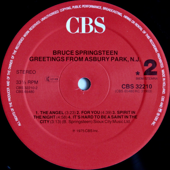 Bruce Springsteen - Greetings From Asbury Park N.J. (LP, Album, RE)