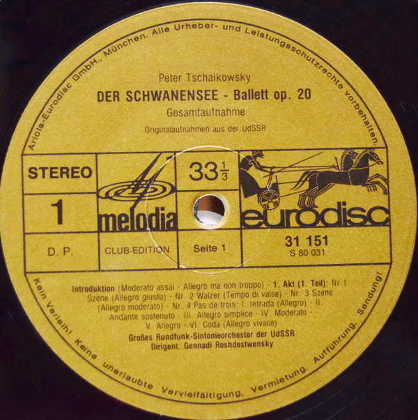 Tschaikowsky* - Der Schwanensee Ballett Op. 20 Gesamtaufnahme (3xLP, Album, Club + Box)
