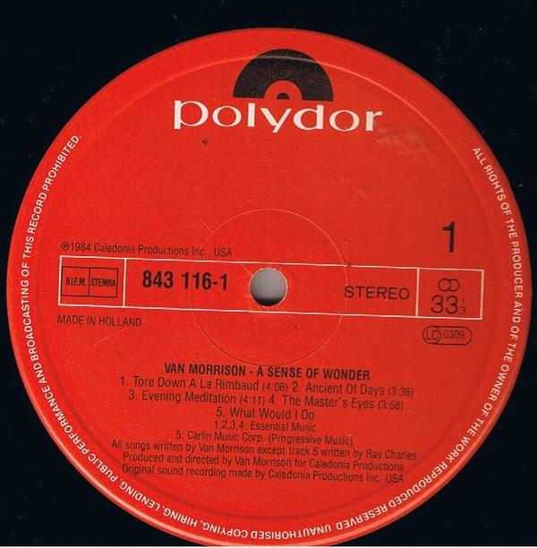 Van Morrison - A Sense Of Wonder (LP, Album, RE)
