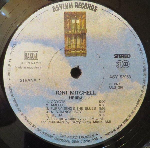 Joni Mitchell - Hejira (LP, Album, Gat)