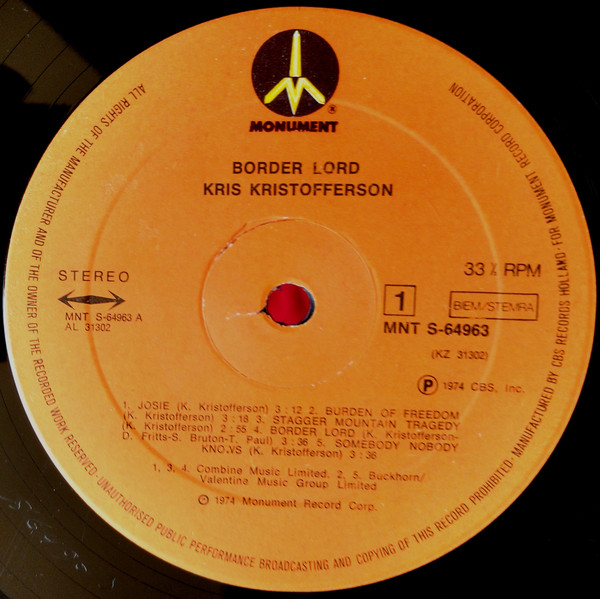 Kris Kristofferson - Border Lord (LP, Album, Ora)