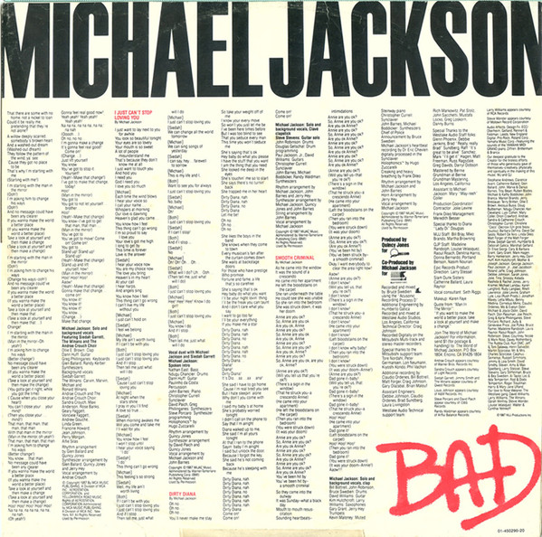 Michael Jackson - Bad (LP, Album, Gat)