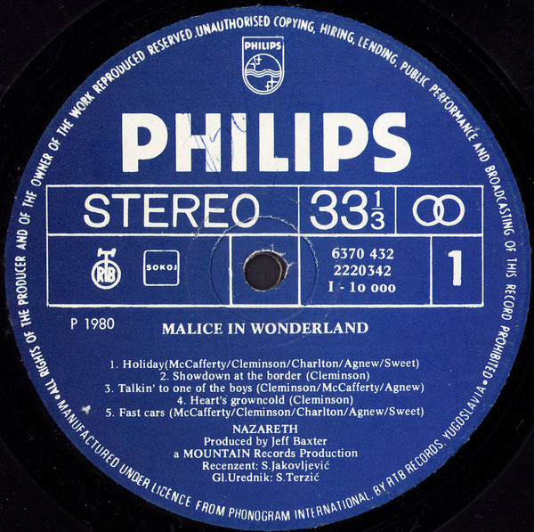 Nazareth (2) - Malice In Wonderland (LP, Album, RP)