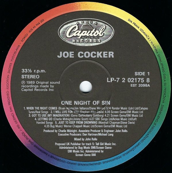 Joe Cocker - One Night Of Sin (LP, Album)