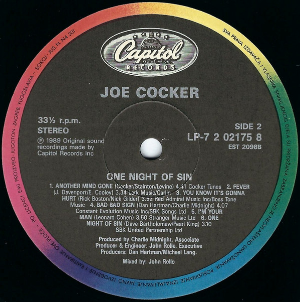 Joe Cocker - One Night Of Sin (LP, Album)