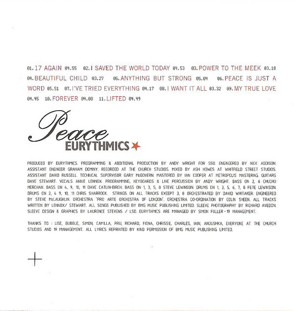 Eurythmics - Peace (CD, Album)