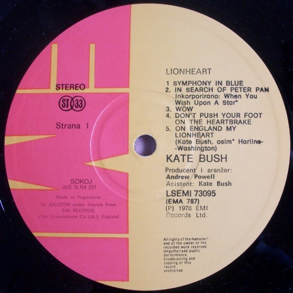 Kate Bush - Lionheart (LP, Album, Gat)