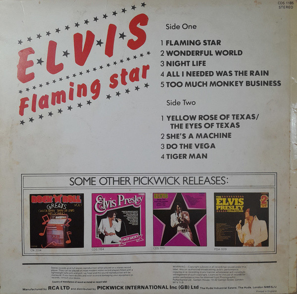 Elvis* - Flaming Star (LP, Album, Comp, RE)