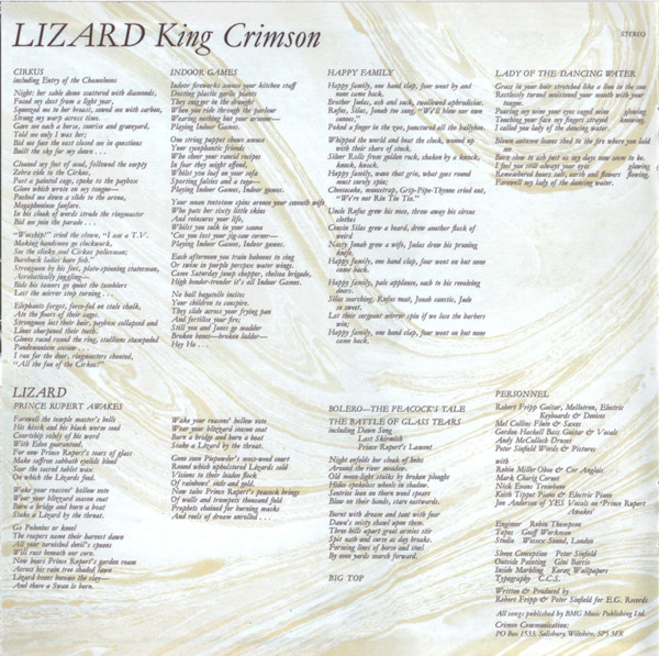 King Crimson - Lizard (HDCD, Album, RE, RM)