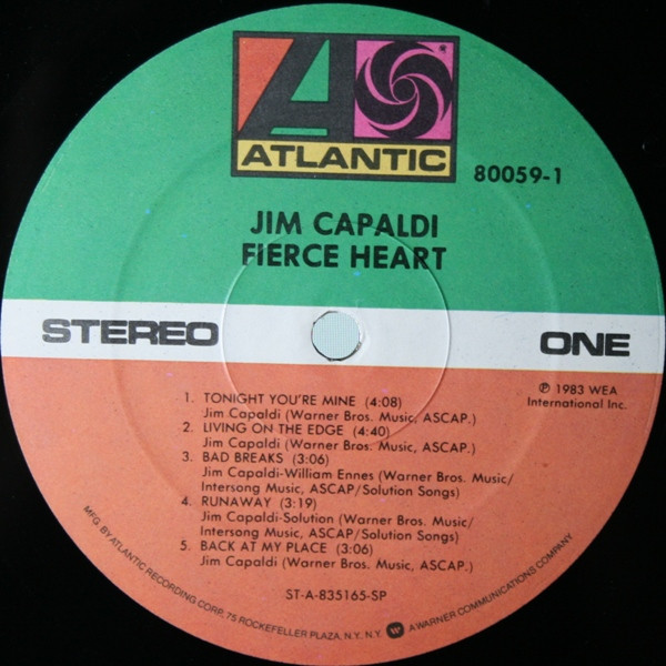 Jim Capaldi - Fierce Heart (LP, Album, Spe)