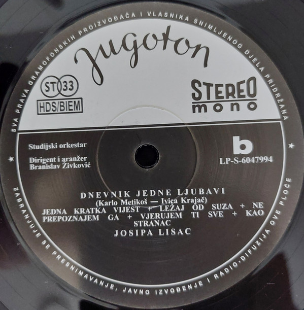 Josipa Lisac - Dnevnik Jedne Ljubavi (LP, Album, RE, RP, Gat)