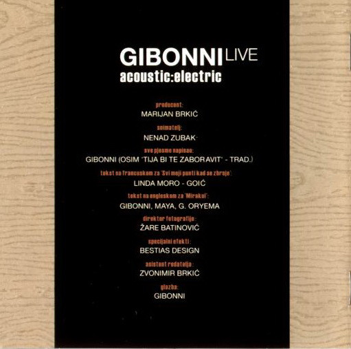 Gibonni* - Live Acoustic:Electric (2xCD, Album)
