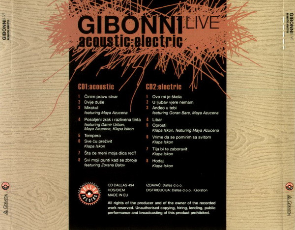Gibonni* - Live Acoustic:Electric (2xCD, Album)
