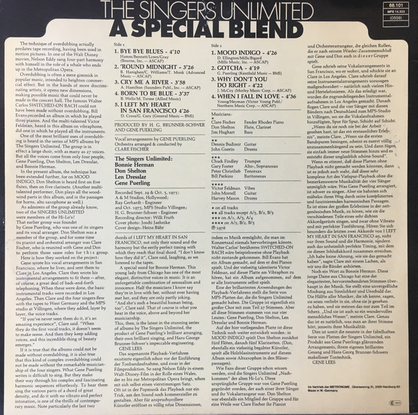 The Singers Unlimited - A Special Blend (LP, Album, RP)