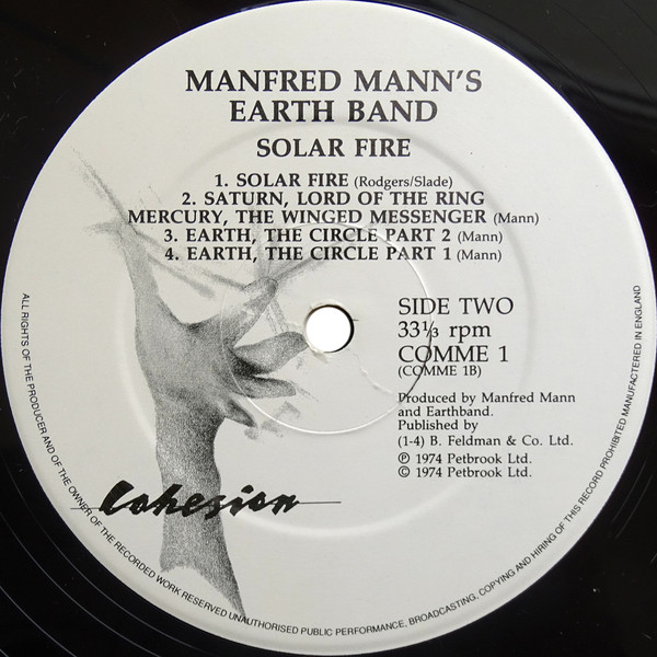 Manfred Mann's Earth Band - Solar Fire (LP, Album, RE)