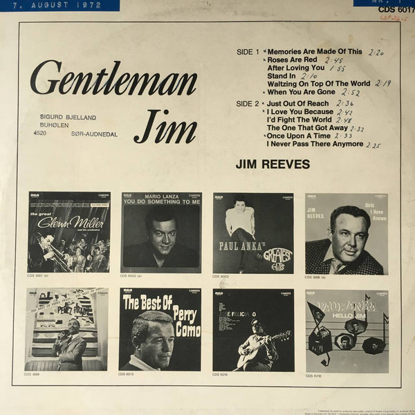 Jim Reeves - Gentleman Jim (LP, Album)