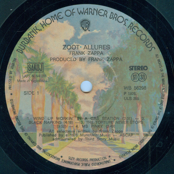 Zappa* - Zoot Allures (LP, Album)