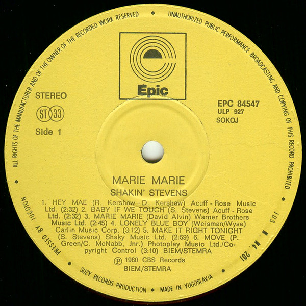 Shakin' Stevens - Marie, Marie (LP, Album)