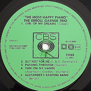 Erroll Garner - Most Happy Piano (LP, Album, Mono, RE)