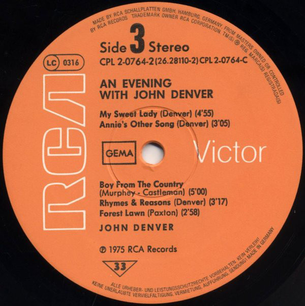 John Denver - An Evening With John Denver (2xLP, Album, Ora)
