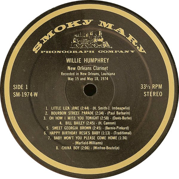 Willie Humphrey - New Orleans Clarinet (LP)