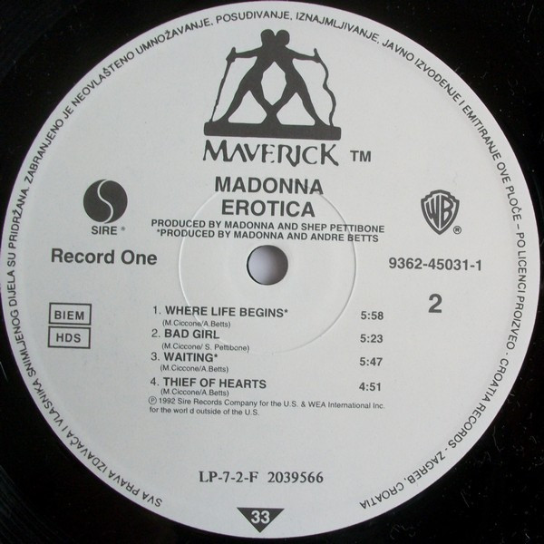 Madonna - Erotica (2xLP, Album)