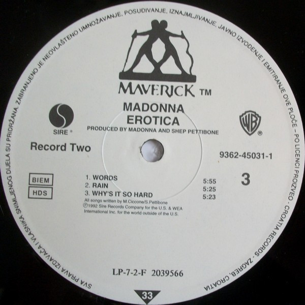 Madonna - Erotica (2xLP, Album)