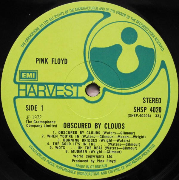 Pink Floyd - Obscured By Clouds (LP, Album, Fir)
