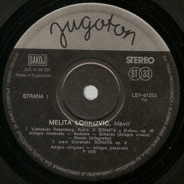 Melita Lorković - Klavirska Glazba Hrvatskih Skladatelja XX Stoljeća (LP, Album)