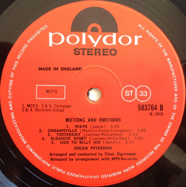 Oscar Peterson - Motions & Emotions (LP, Album)