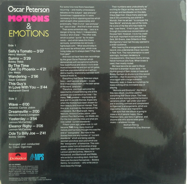 Oscar Peterson - Motions & Emotions (LP, Album)