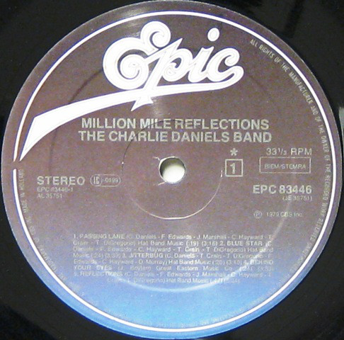 The Charlie Daniels Band - Million Mile Reflections (LP, Album)