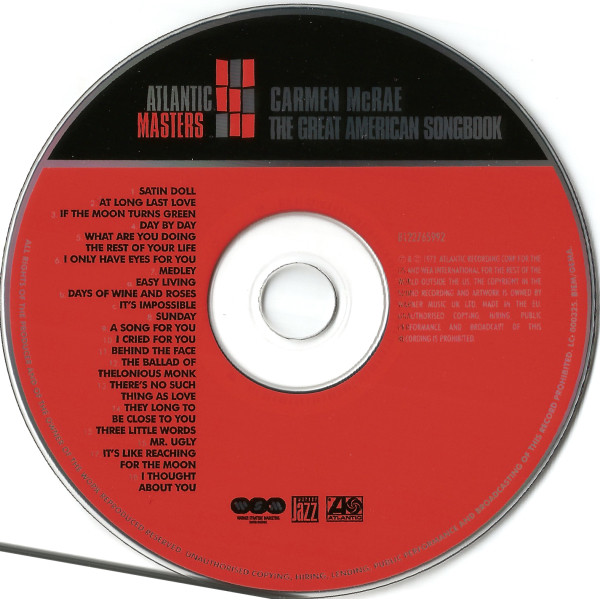 Carmen McRae - The Great American Songbook (CD, Album, RE)