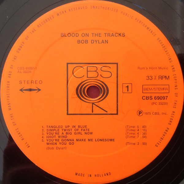Bob Dylan - Blood On The Tracks (LP, Album)